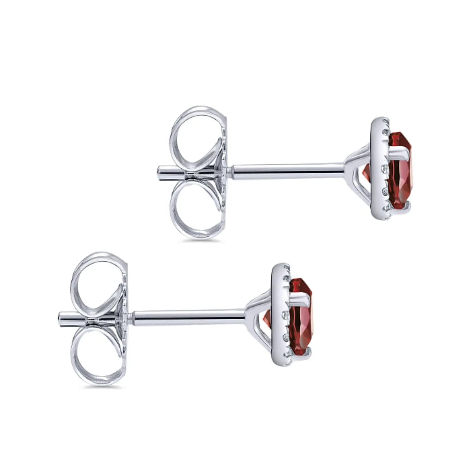 Gabriel & Co. Garnet & Diamond Halo Stud Earrings