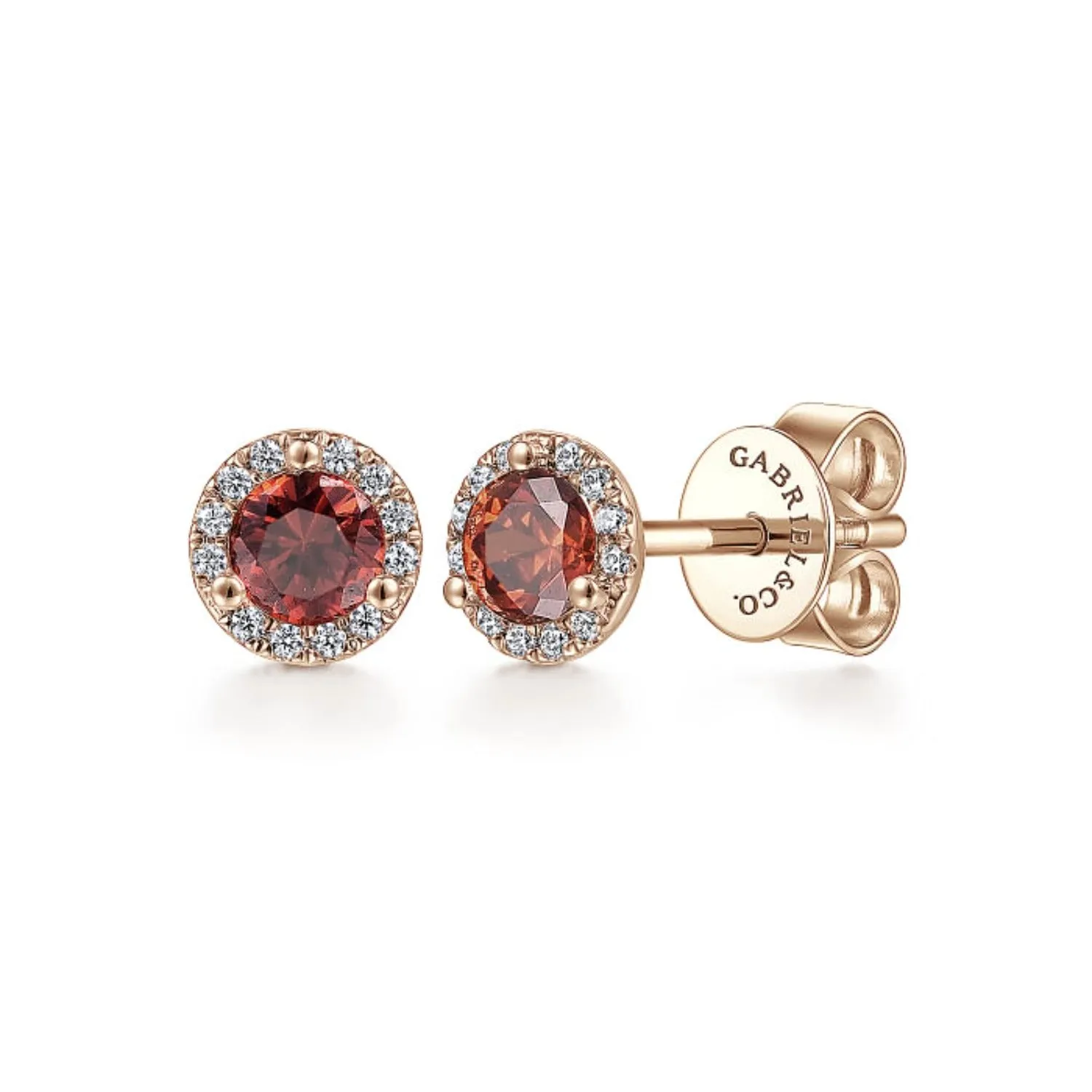 Gabriel & Co. Garnet & Diamond Halo Stud Earrings