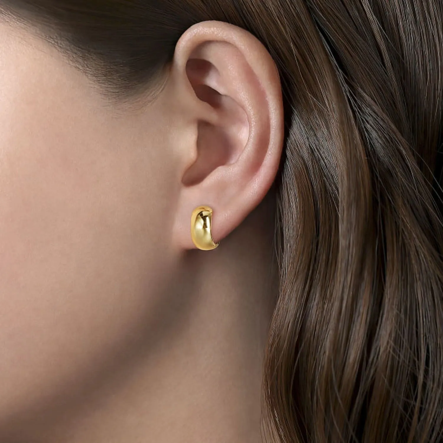 Gabriel & Co. Wide Smooth High Polished Huggie Earrings