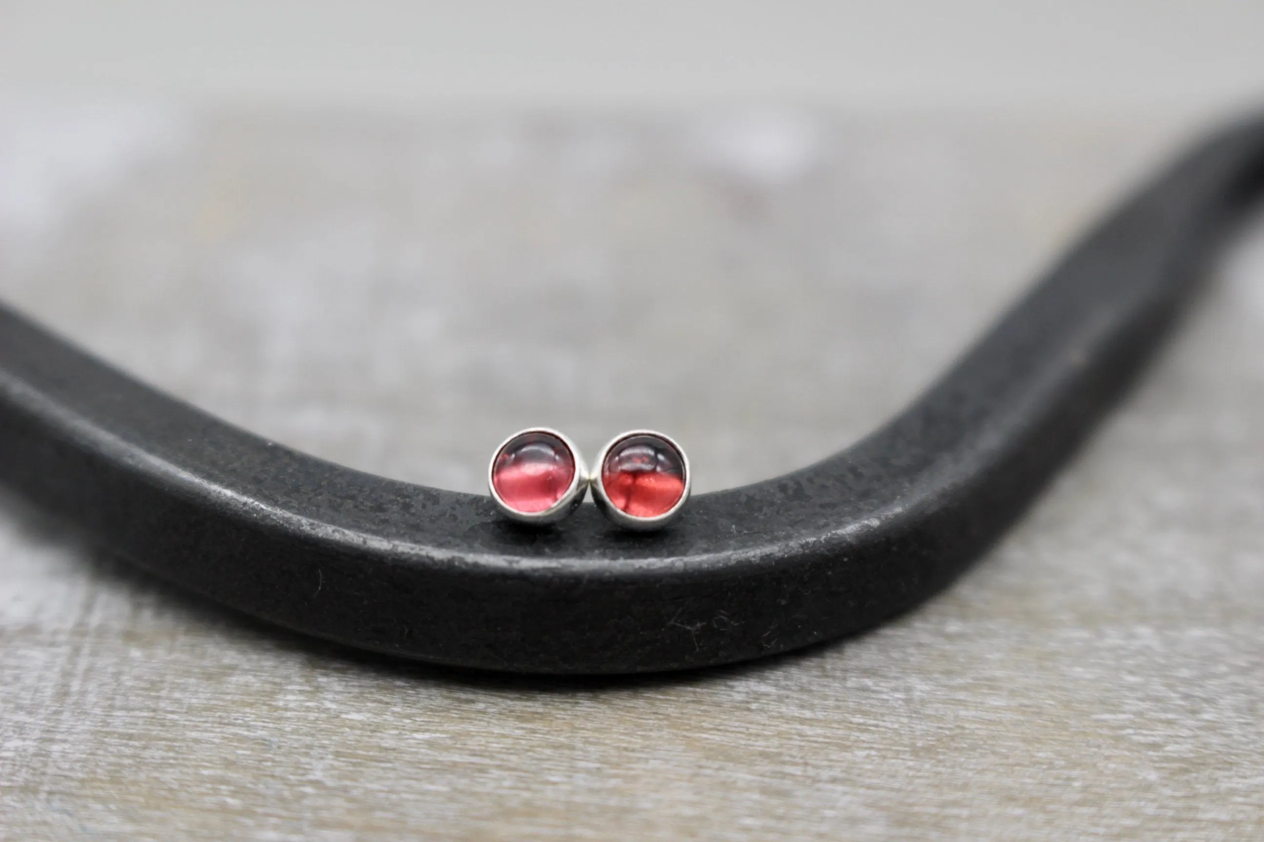 Garnet sterling silver stud earrings