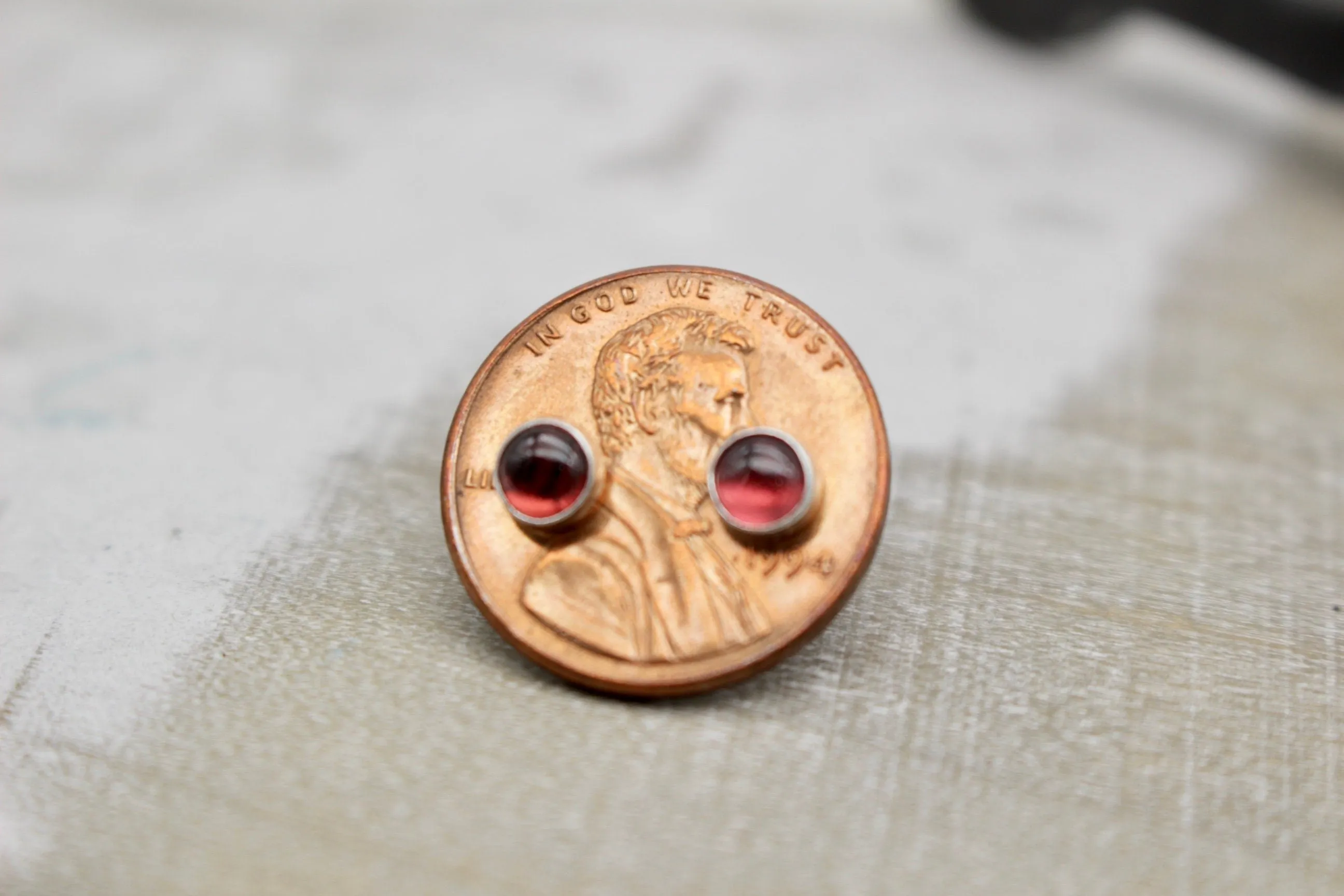 Garnet sterling silver stud earrings