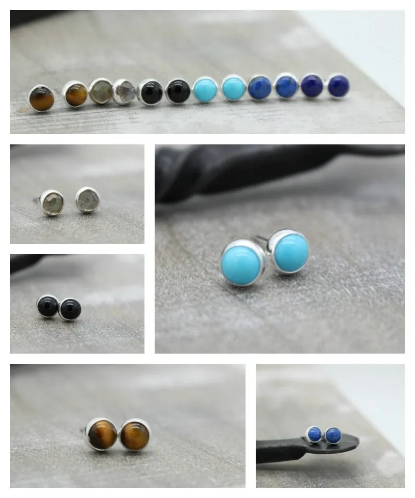 Garnet sterling silver stud earrings
