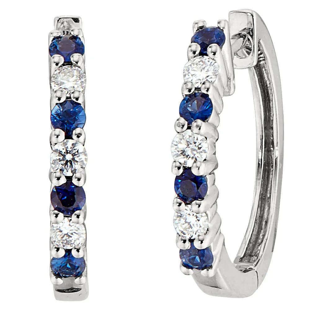 Gemstone and Diamond Gold Hoop Earrings