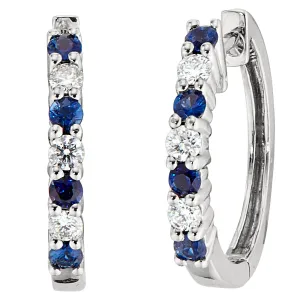 Gemstone and Diamond Gold Hoop Earrings