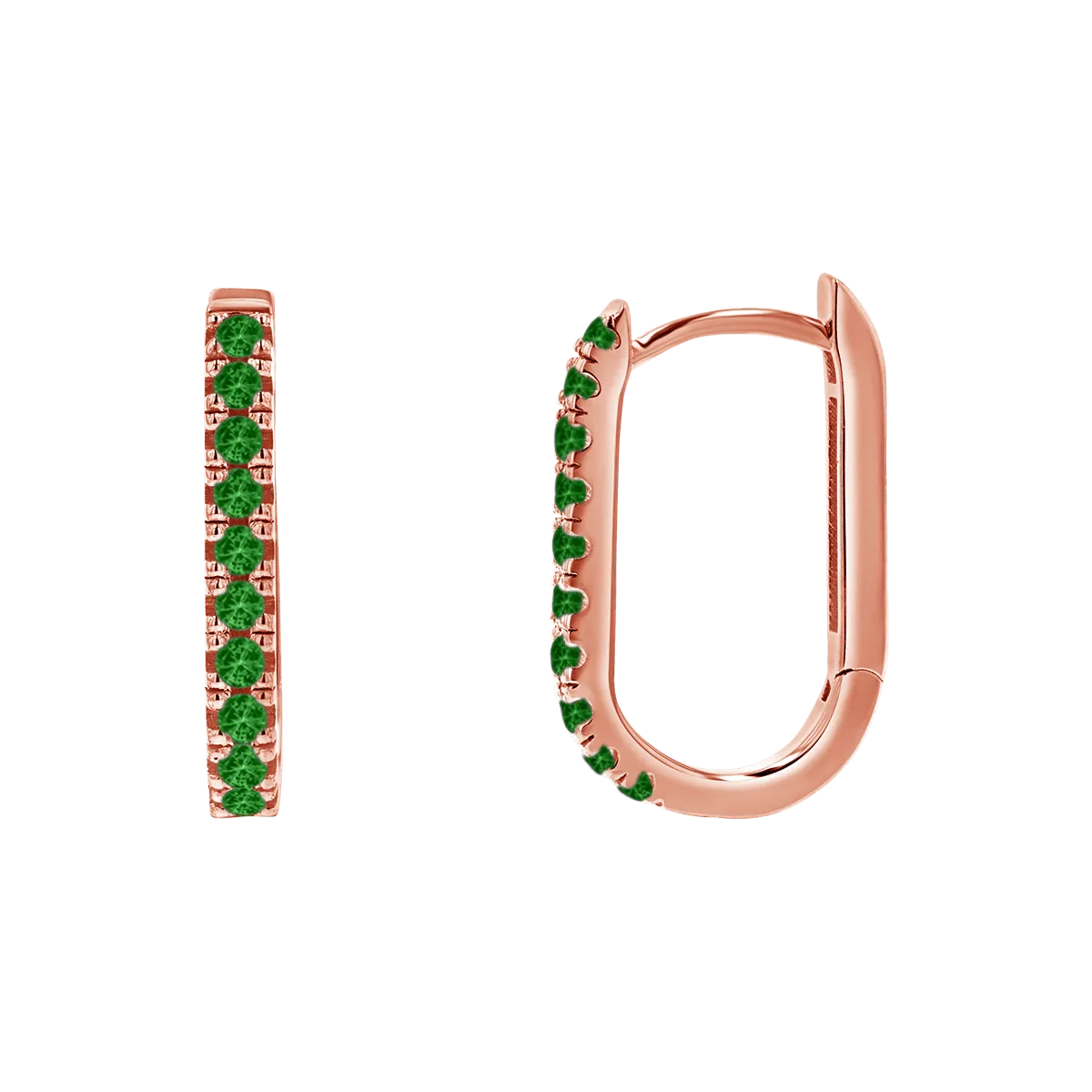 Gemstone Pave Paper Clip Huggie Earrings