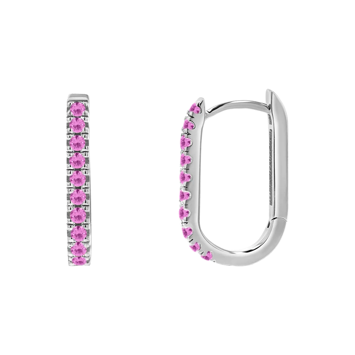 Gemstone Pave Paper Clip Huggie Earrings