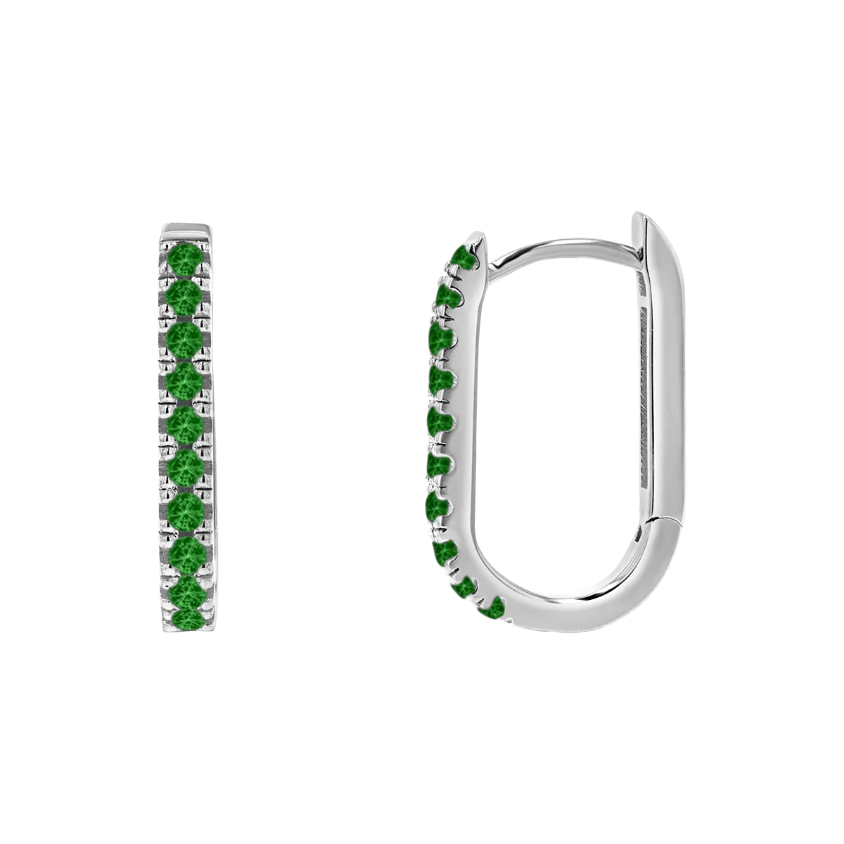 Gemstone Pave Paper Clip Huggie Earrings