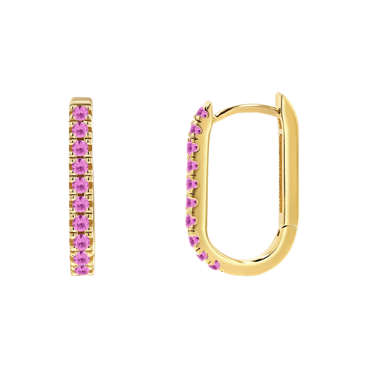 Gemstone Pave Paper Clip Huggie Earrings