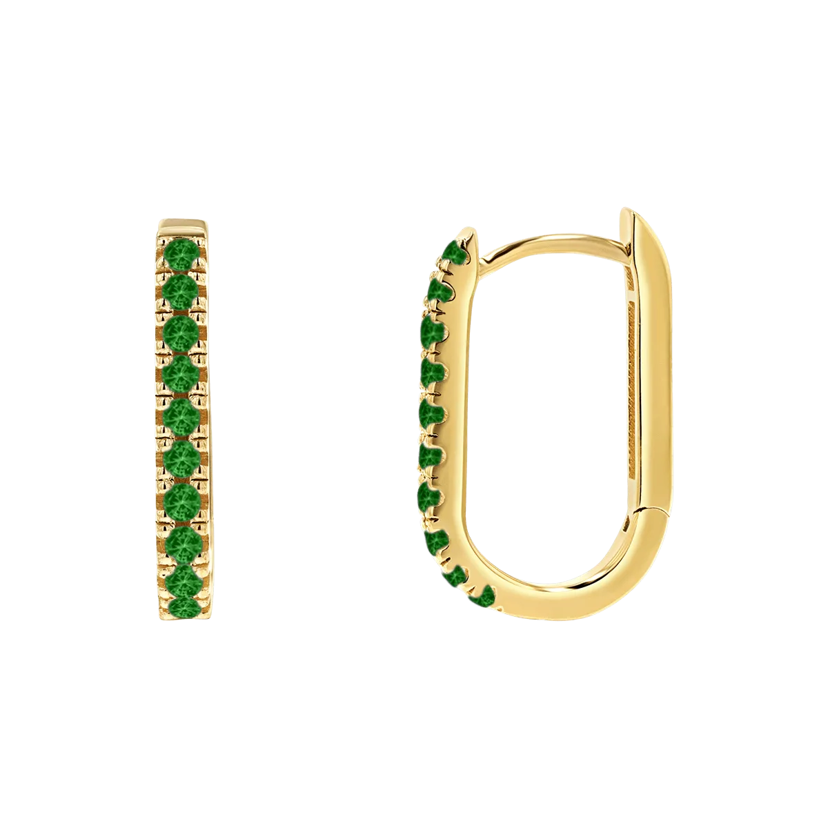 Gemstone Pave Paper Clip Huggie Earrings