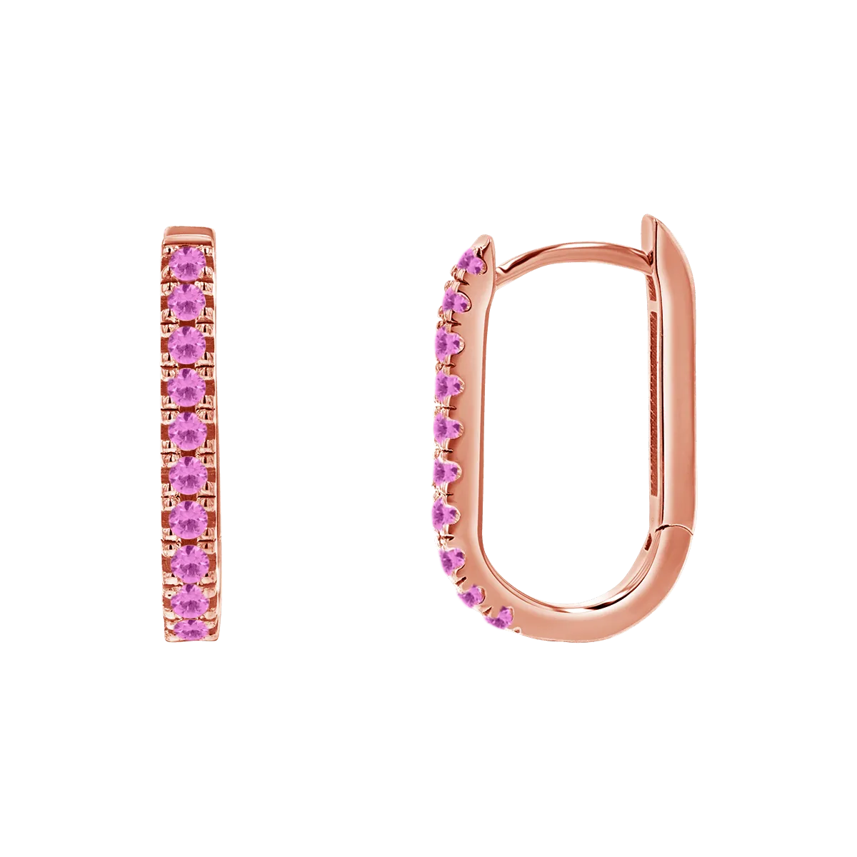 Gemstone Pave Paper Clip Huggie Earrings