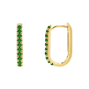Gemstone Pave Paper Clip Huggie Earrings