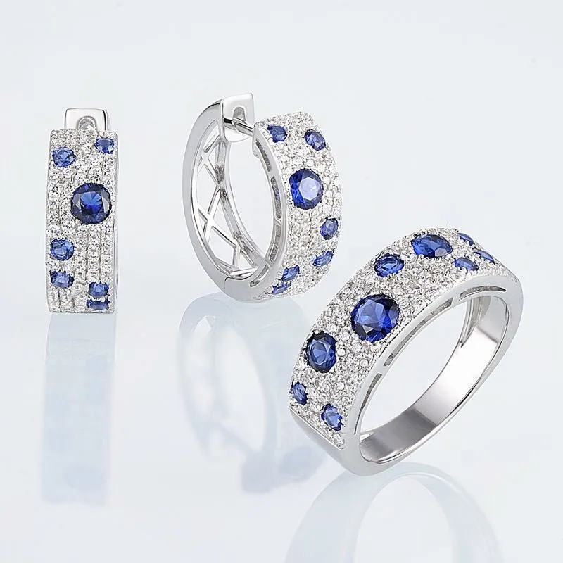 Genuine Blue Sapphire Earrings Wedding Party Engagement Women Jewelry