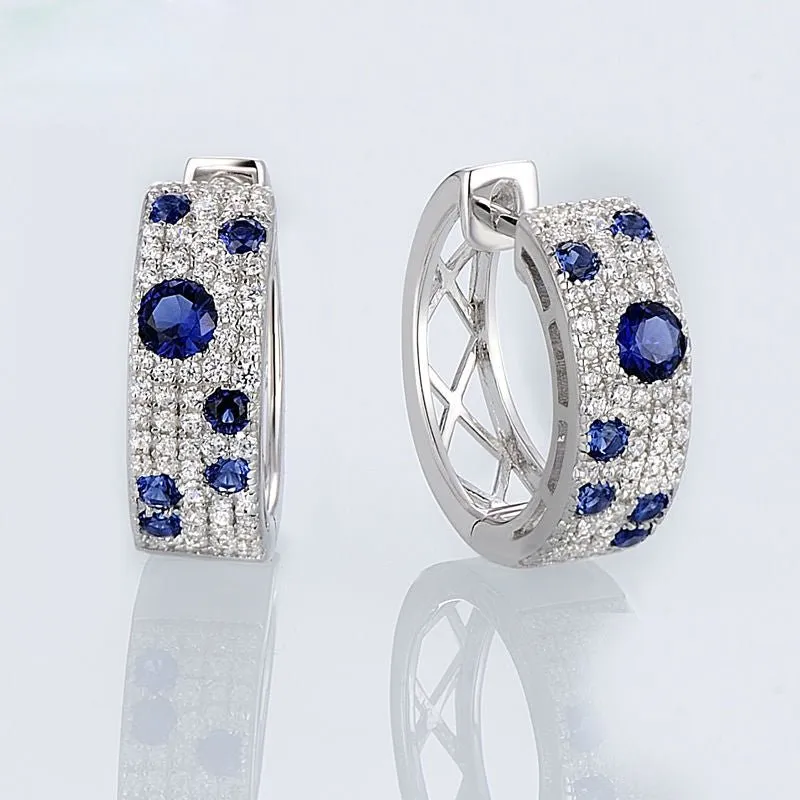 Genuine Blue Sapphire Earrings Wedding Party Engagement Women Jewelry