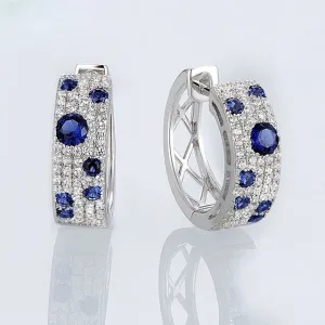Genuine Blue Sapphire Earrings Wedding Party Engagement Women Jewelry