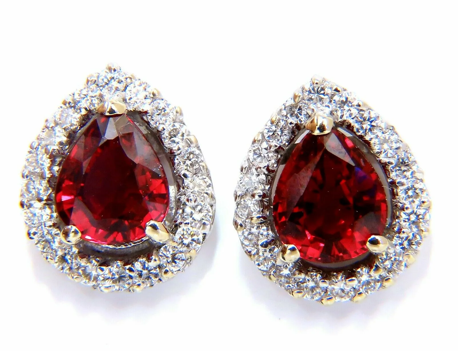 GIA Certified 1.19 & 1.28ct. Natural ruby diamond earrings 18 Karat Cluster