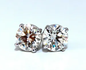 GIA Certified 2.00ct Natural Round Diamond Stud Earrings 14 Karat Ideal Ex