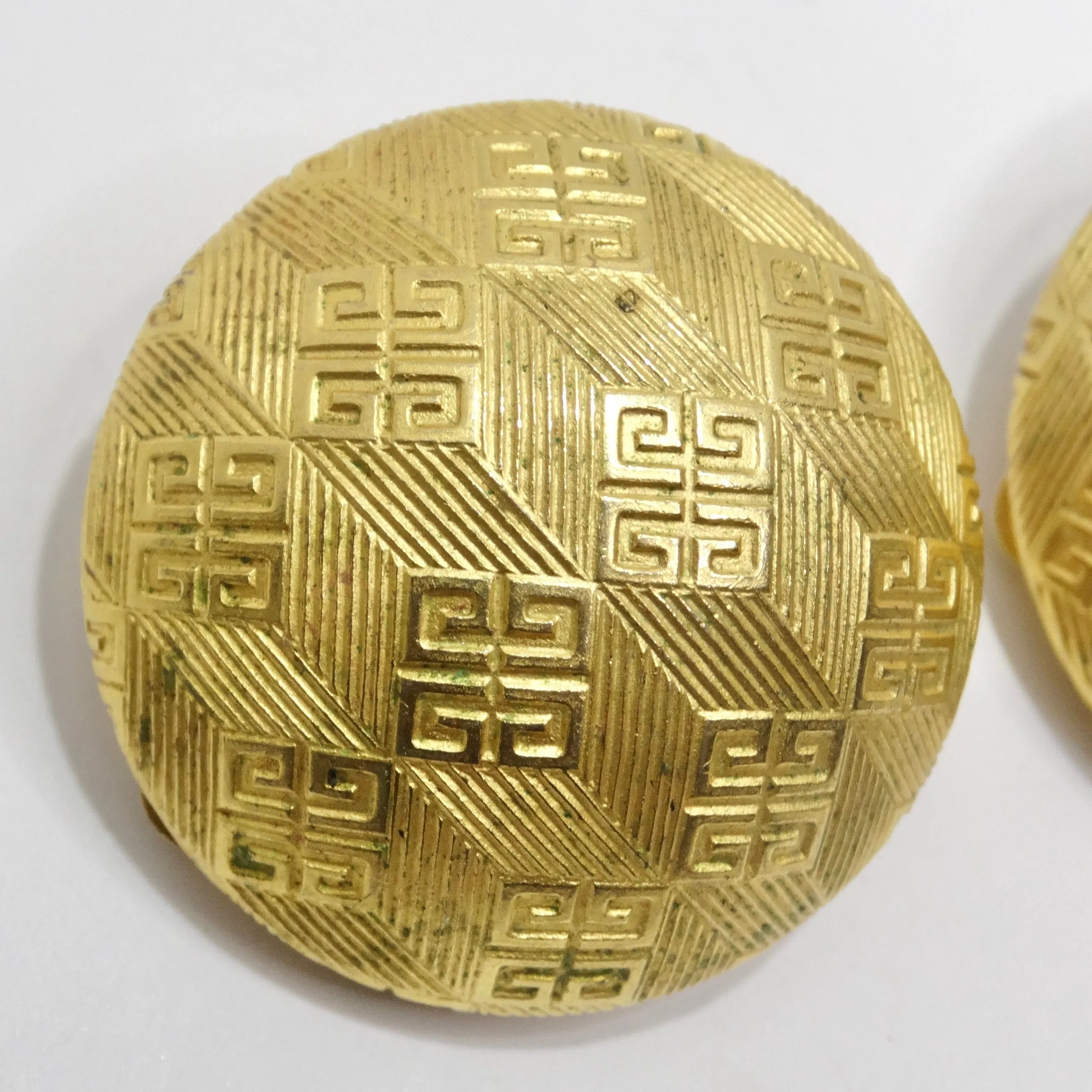 Givenchy 1980s Gold Plated Monogram Clip On Earrings