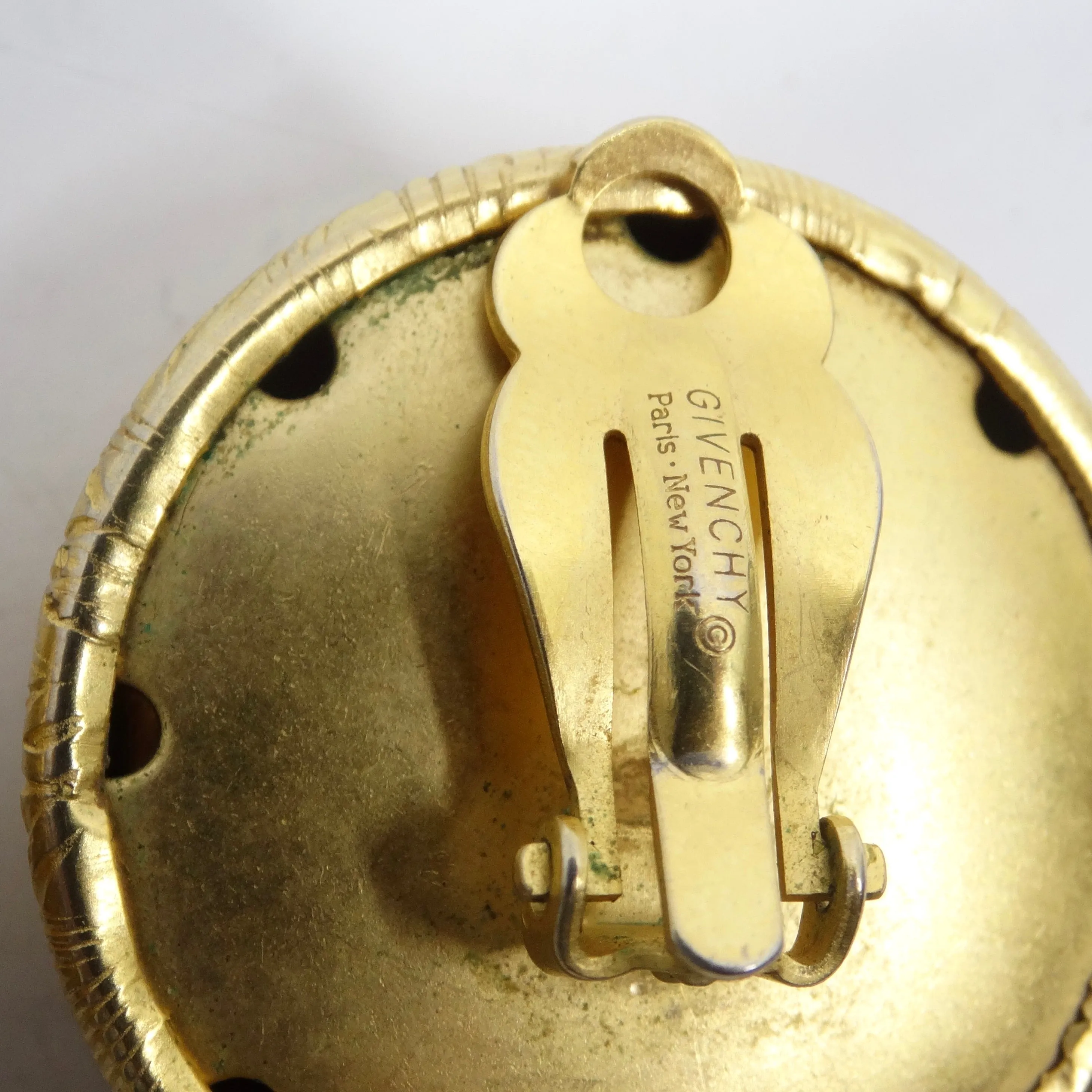 Givenchy 1980s Gold Plated Monogram Clip On Earrings