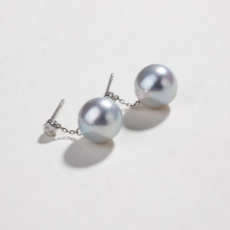 Glacier Blue Baroque Diamond 18K Gold Chain Earrings