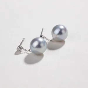 Glacier Blue Baroque Diamond 18K Gold Chain Earrings