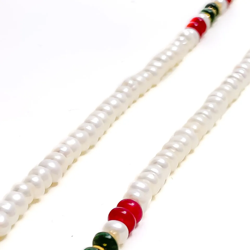 Glam Eclectic 22k Gold Pearl Earrings Support Chain