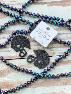 Glitter Helmet Earrings || Black
