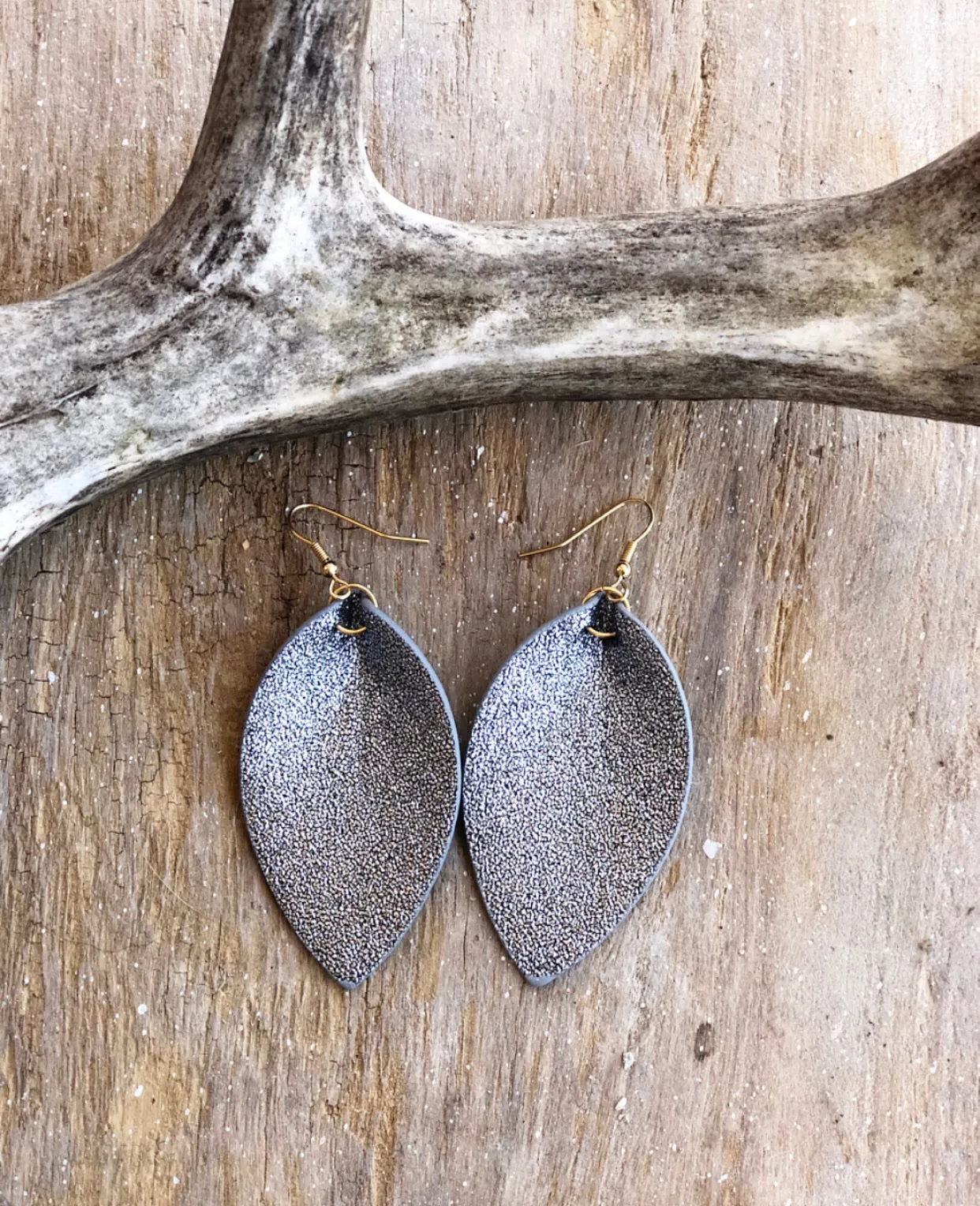 Glitter Pinched Leather Earrings (6 available colors)