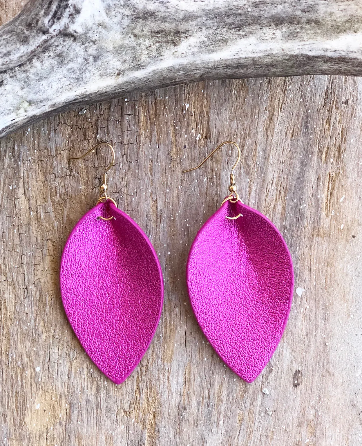 Glitter Pinched Leather Earrings (6 available colors)