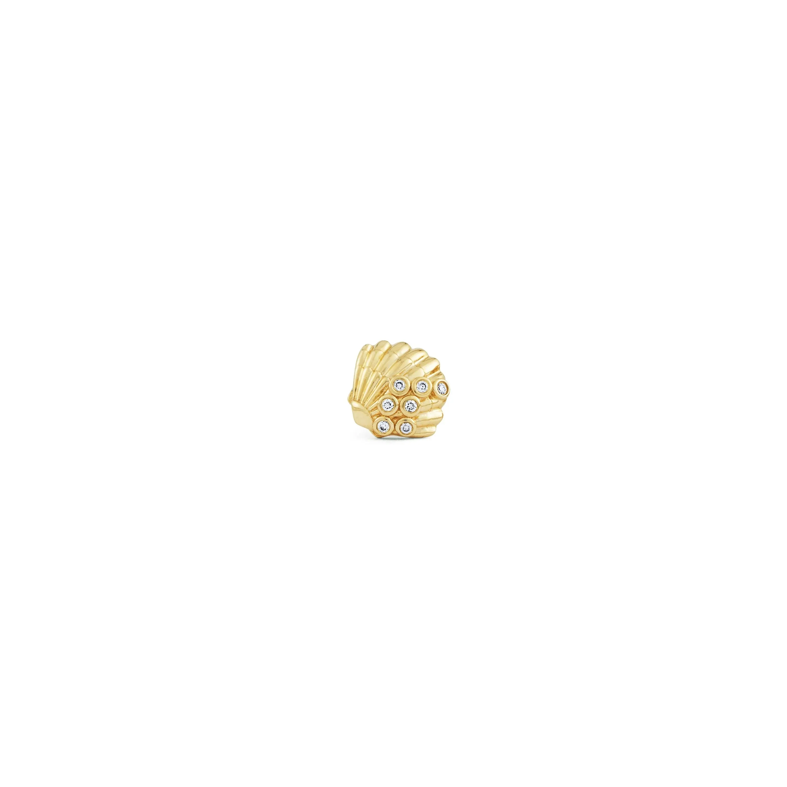 Gold & Diamond Clam Shells Stud