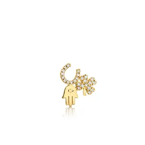 Gold & Diamond Luck and Protection Stud