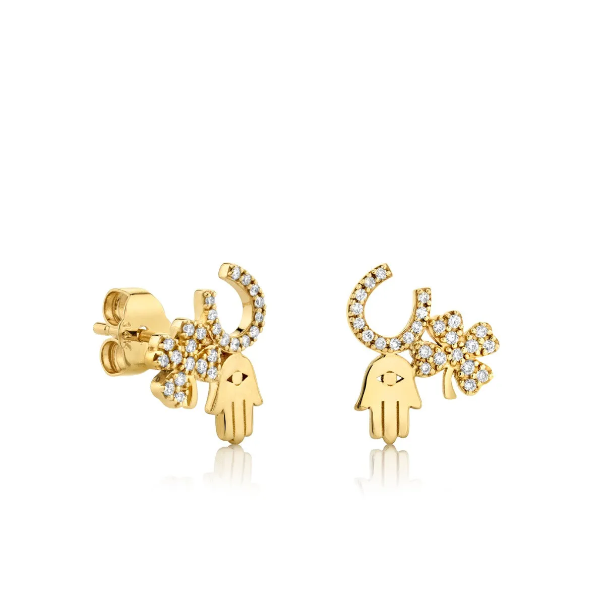Gold & Diamond Luck and Protection Stud