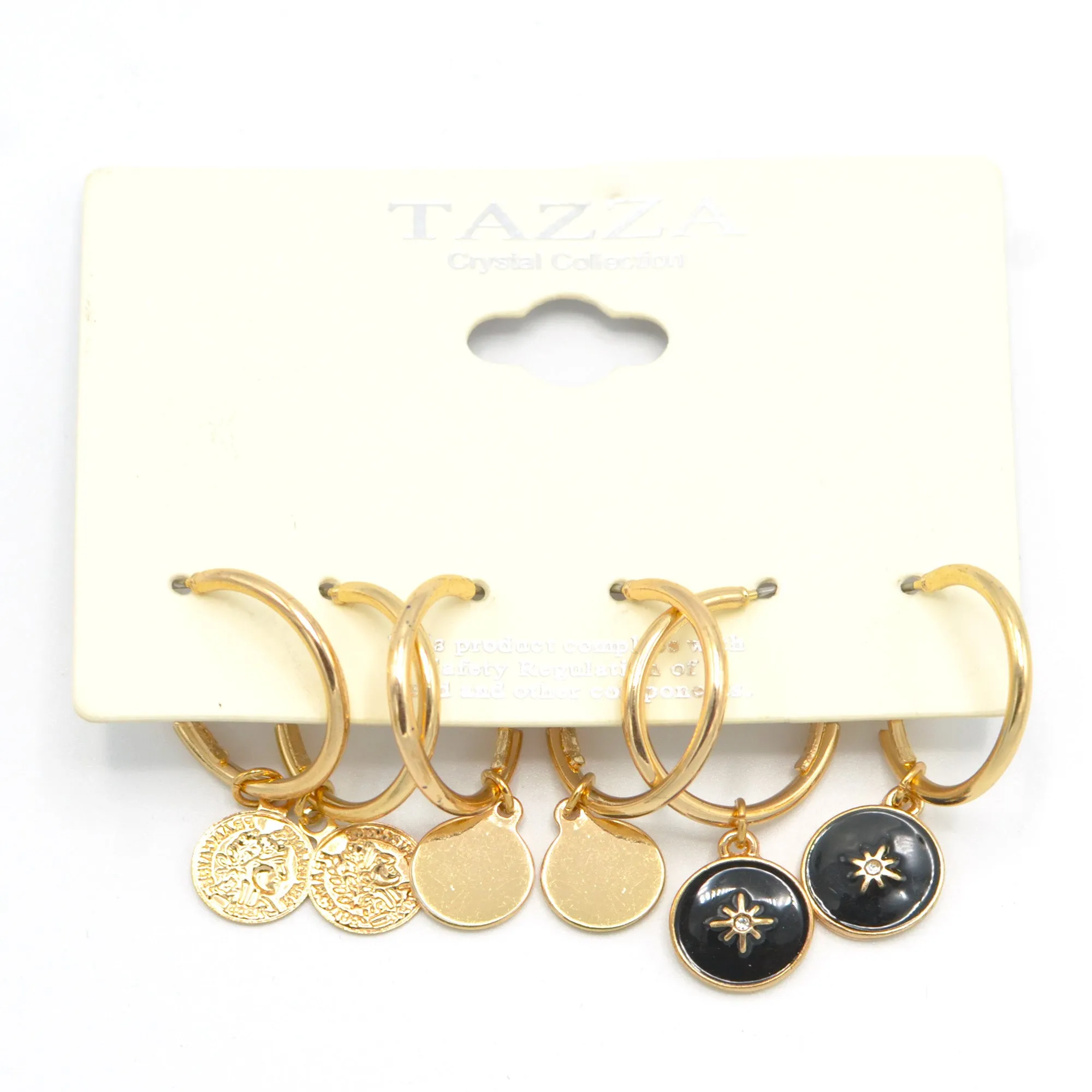 GOLD AND BLACK 3 PAIR EARRINGS SET#SQGN112910GB (SF7)