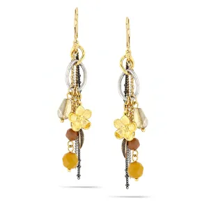 GOLD AND BROWN CHARM 0. EARRINGS #220GD3601 (1E18/10B2)