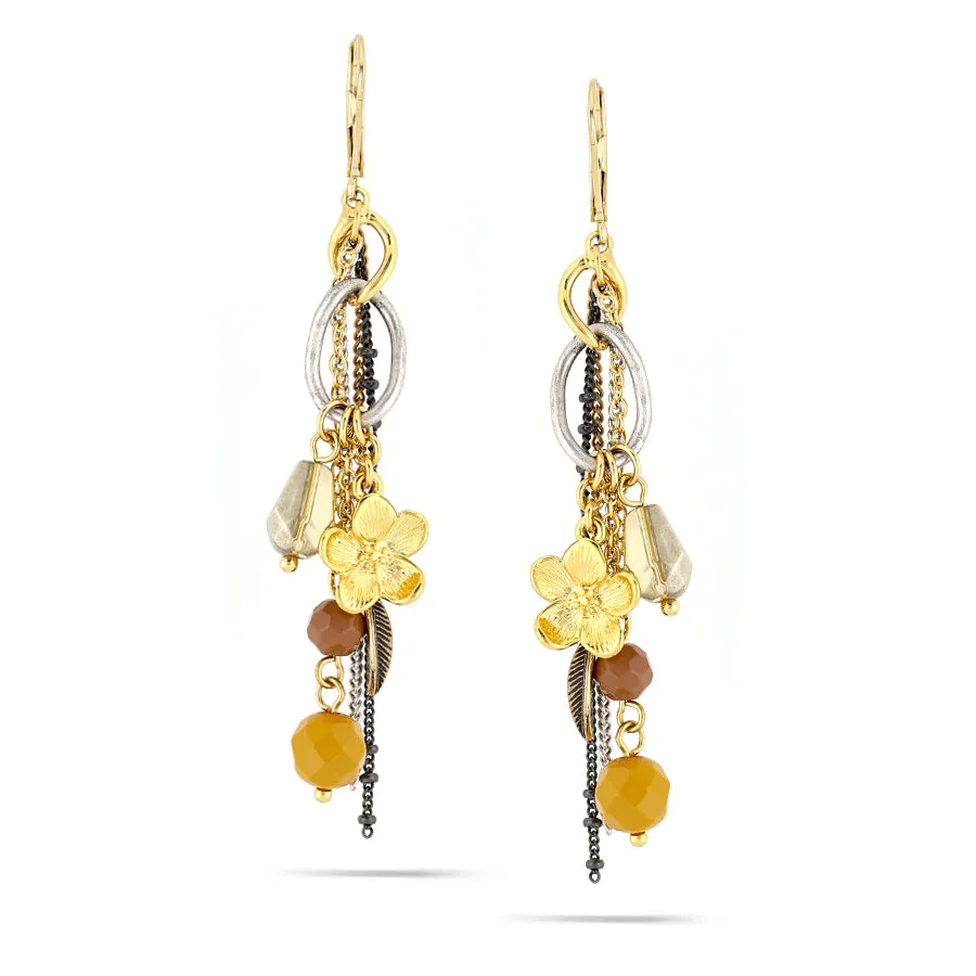GOLD AND BROWN CHARM 0. EARRINGS #220GD3601 (1E18/10B2)