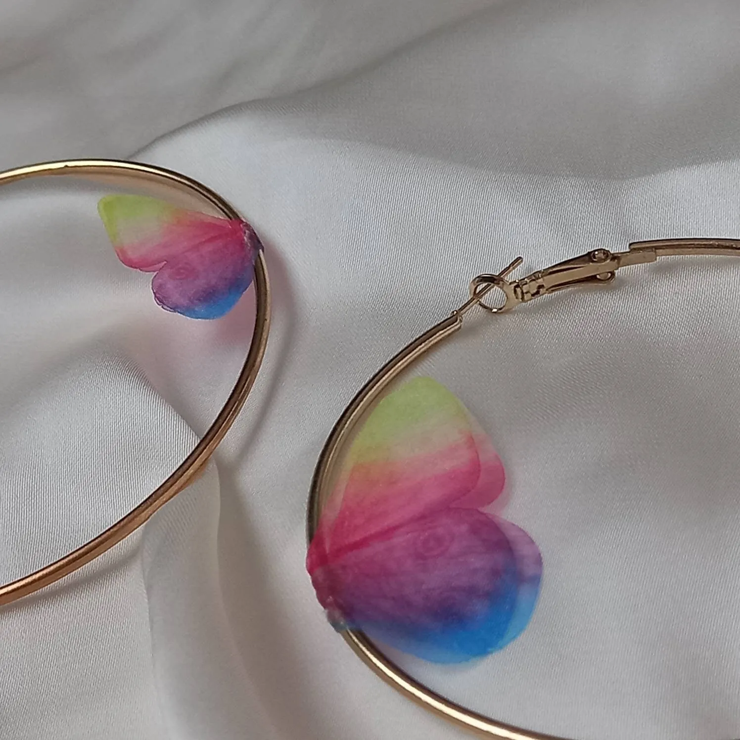 Gold Butterfly Hoop Earrings - Lightweight Hoop Earrings, Butterfly Earrings, Hoop Earrings, Cute Earrings, Gold Earrings, Gold Jewellery