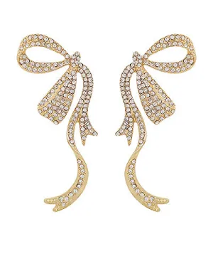 Gold Crystal Ribbon Earrings