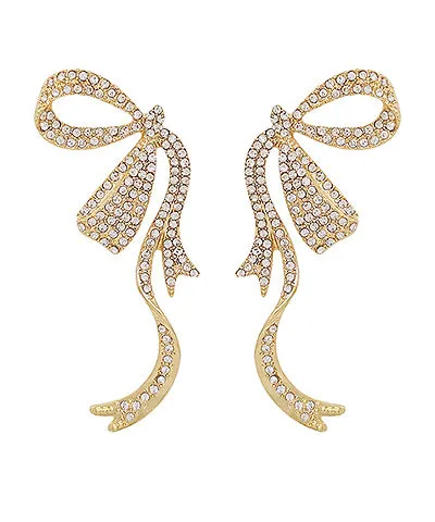 Gold Crystal Ribbon Earrings