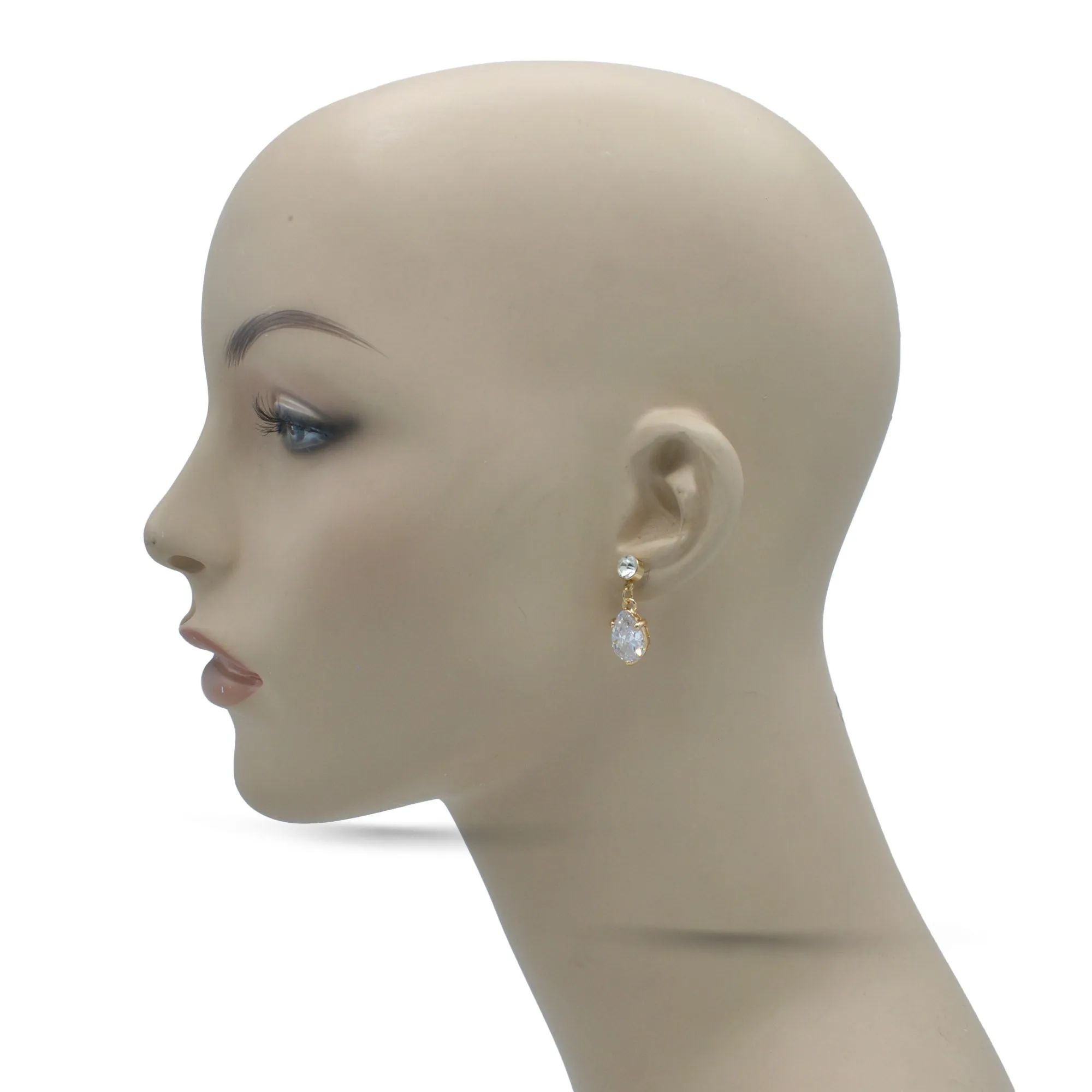 GOLD CRYSTAL TEARDROP EARRINGS #SQ3605(FD21-FF21)