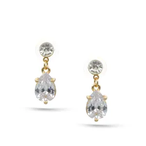 GOLD CRYSTAL TEARDROP EARRINGS #SQ3605(FD21-FF21)