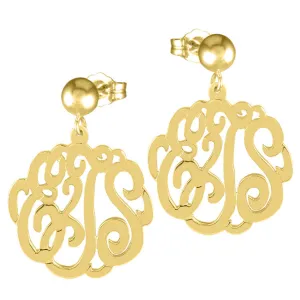 Gold Cutout Monogram Earrings