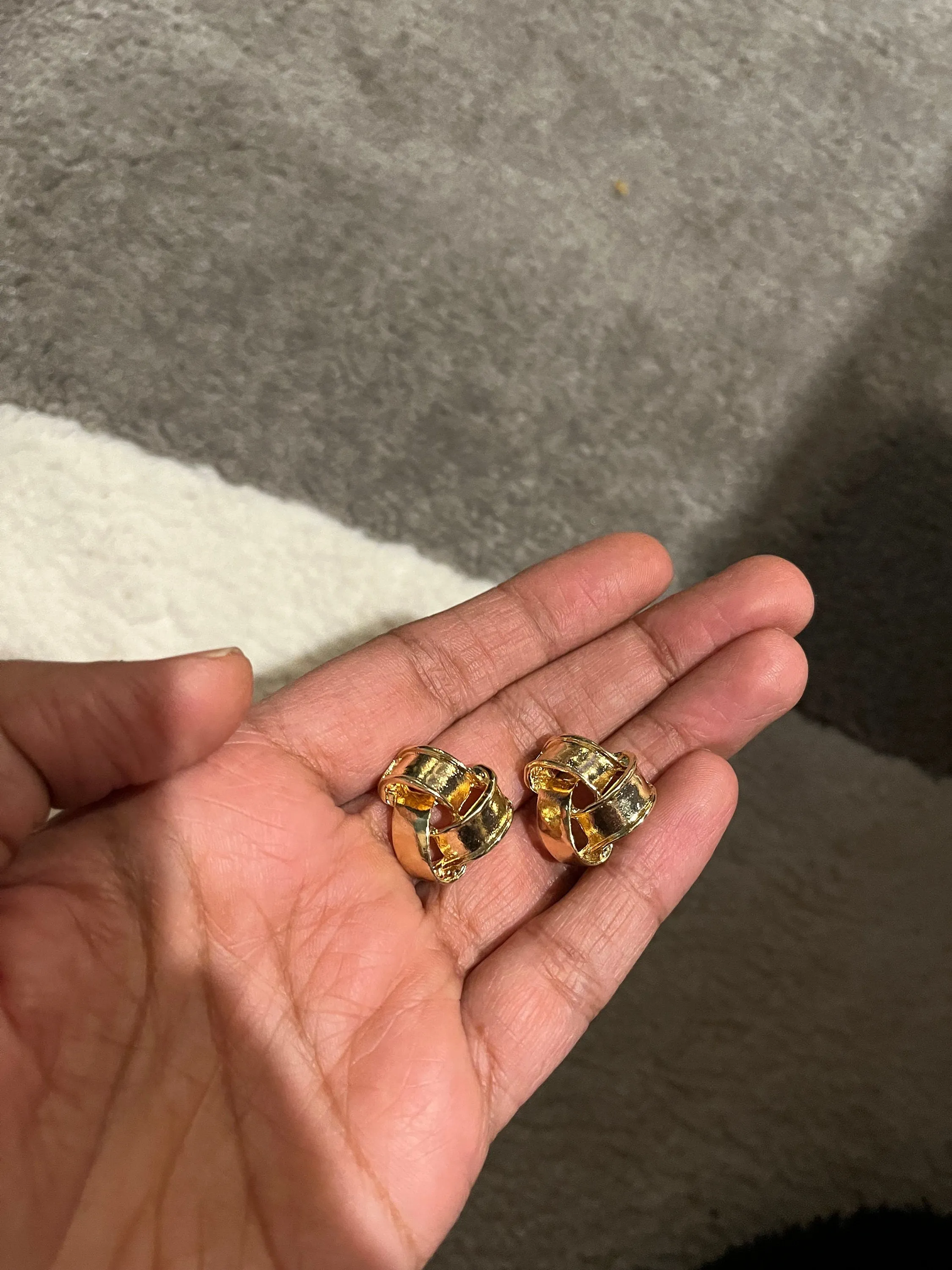 gold earrings , gold studs  metal earring gold know bow stud earring ,  gold earrings , abstract chunky gold studs big