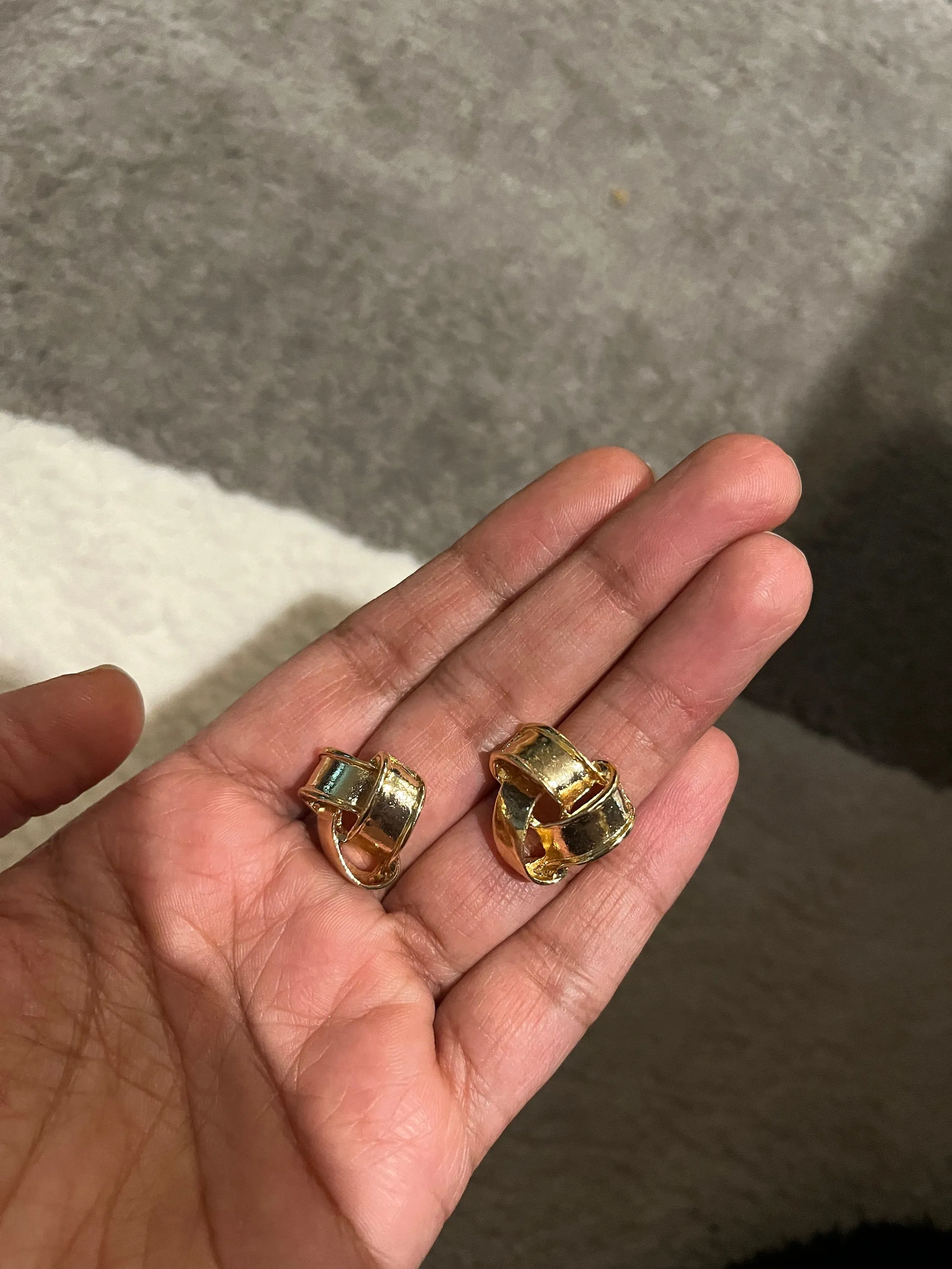 gold earrings , gold studs  metal earring gold know bow stud earring ,  gold earrings , abstract chunky gold studs big