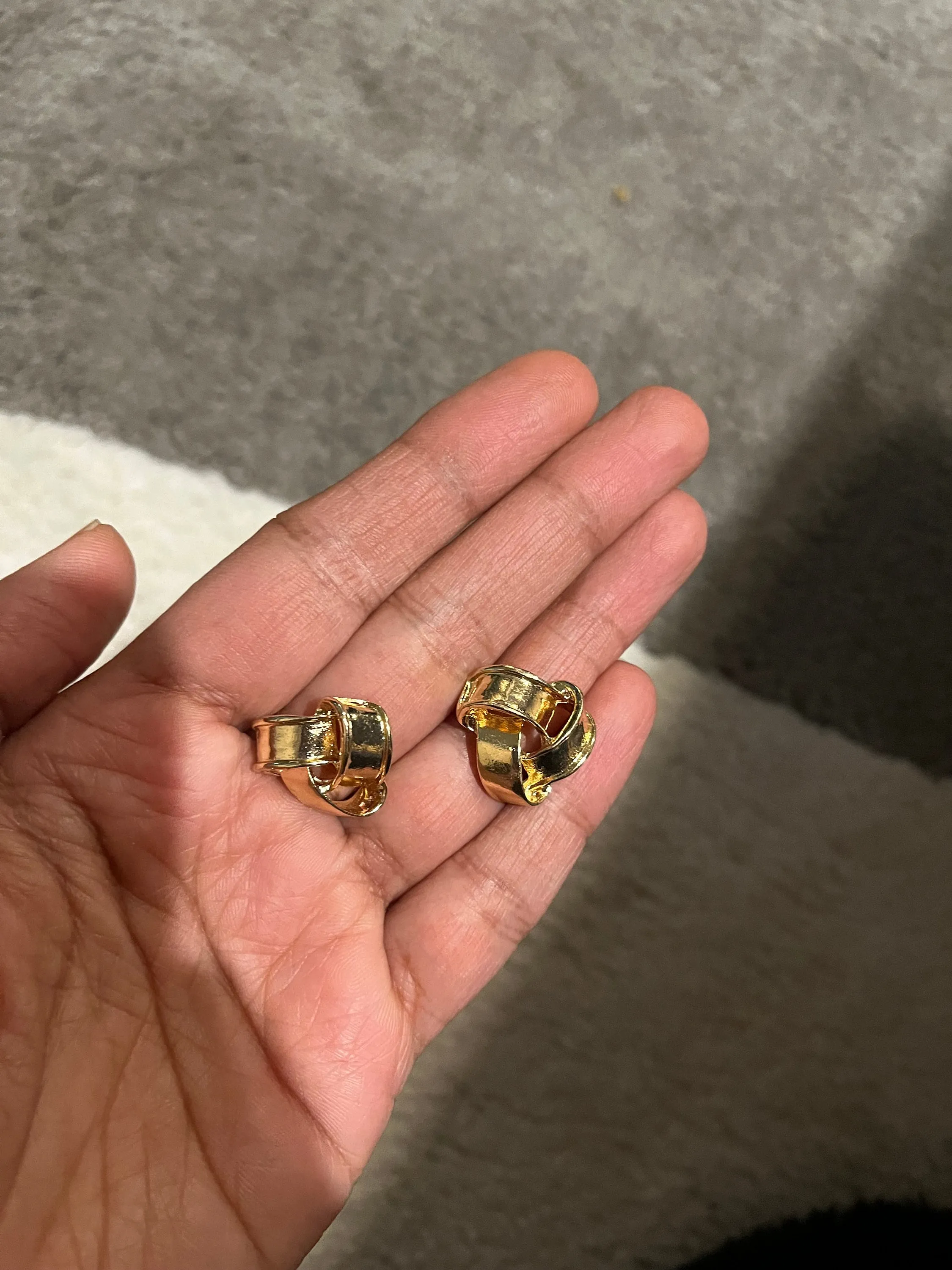 gold earrings , gold studs  metal earring gold know bow stud earring ,  gold earrings , abstract chunky gold studs big