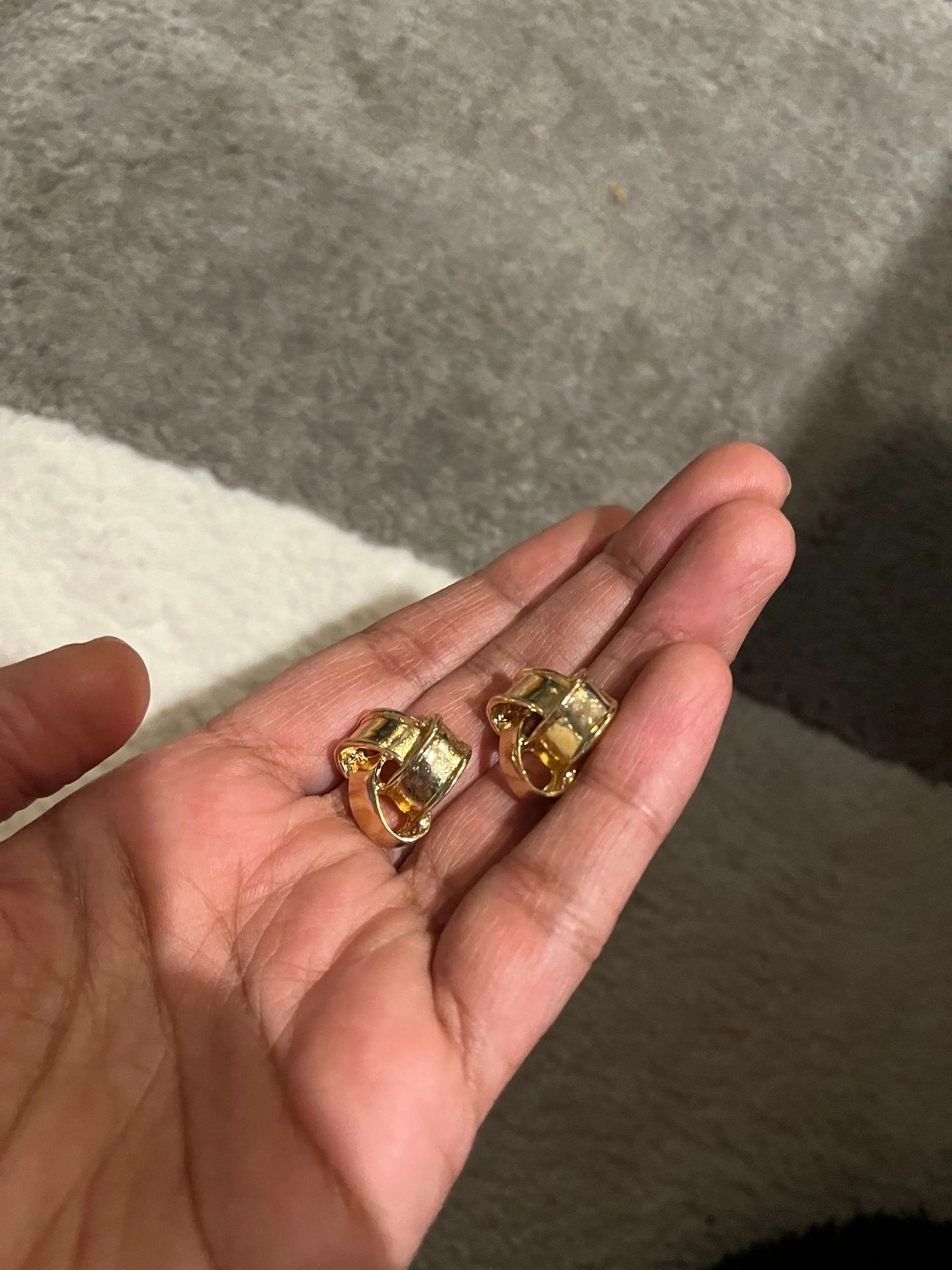 gold earrings , gold studs  metal earring gold know bow stud earring ,  gold earrings , abstract chunky gold studs big