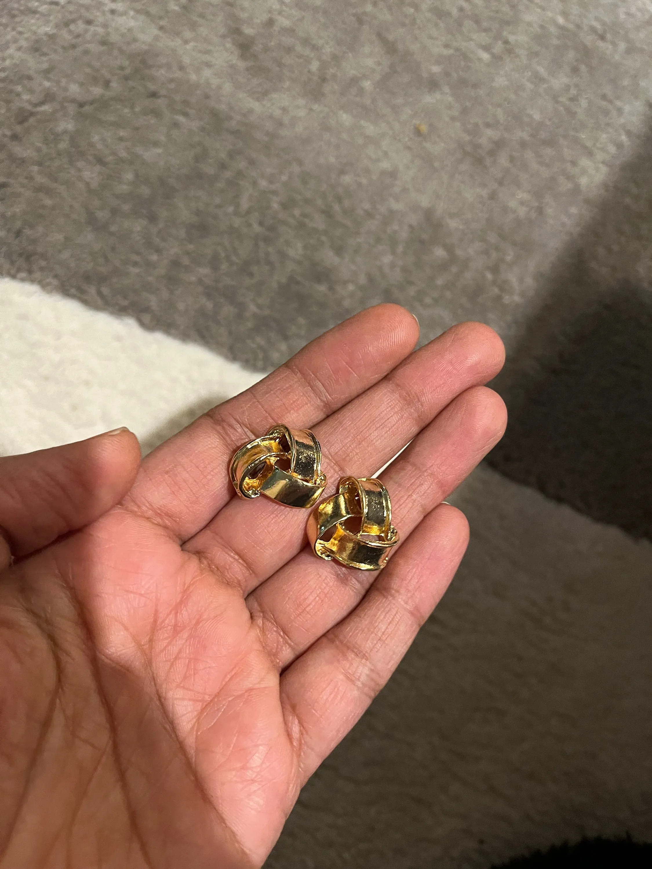 gold earrings , gold studs  metal earring gold know bow stud earring ,  gold earrings , abstract chunky gold studs big