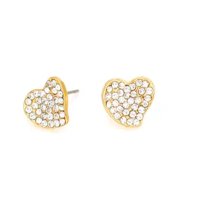 GOLD HEART CRYSTAL STUD EARRINGS #HNE87742GDCR (OG22)