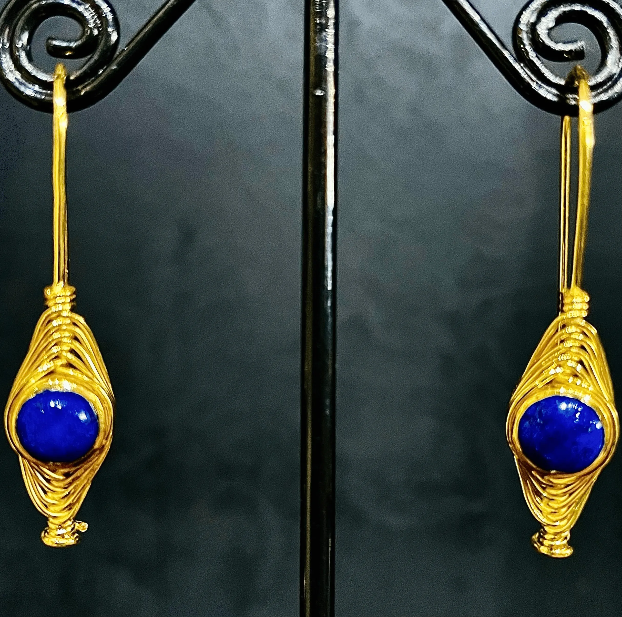 Gold Lapis Earrings
