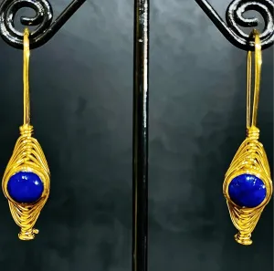 Gold Lapis Earrings