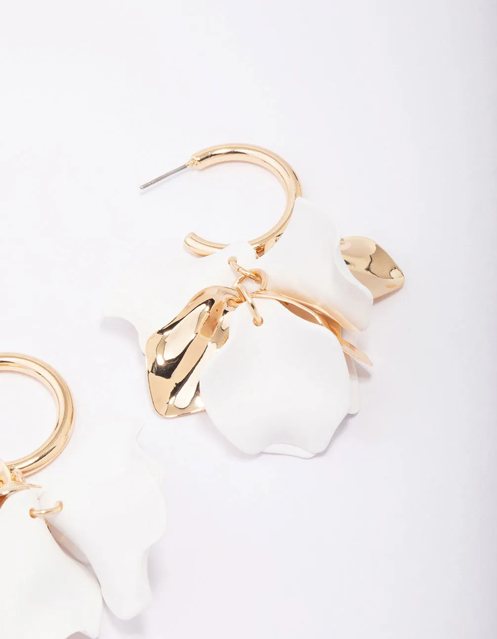 Gold Mixed Petal Drop Earrings