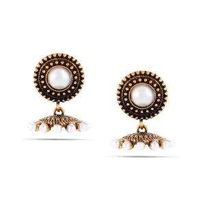 GOLD PEARL DOME  EARRINGS #SQ2732 (IC7)